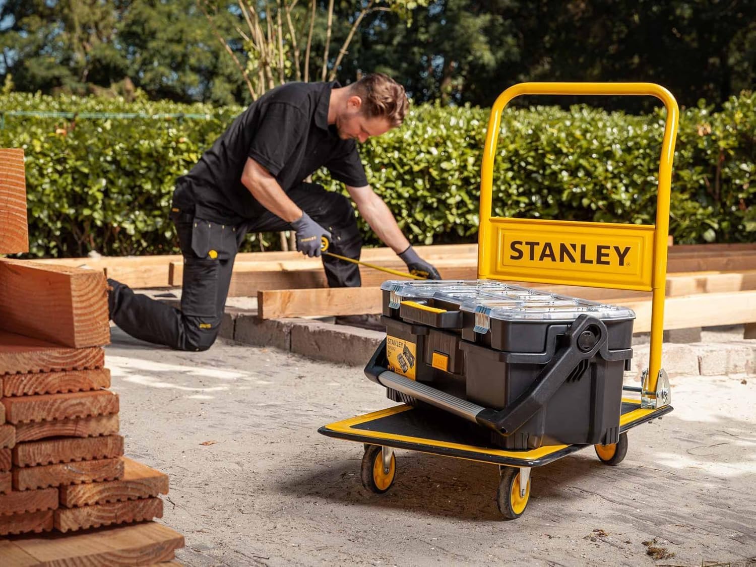Heavy Duty Platform Truck 300KG Non Slip Trolley Yellow