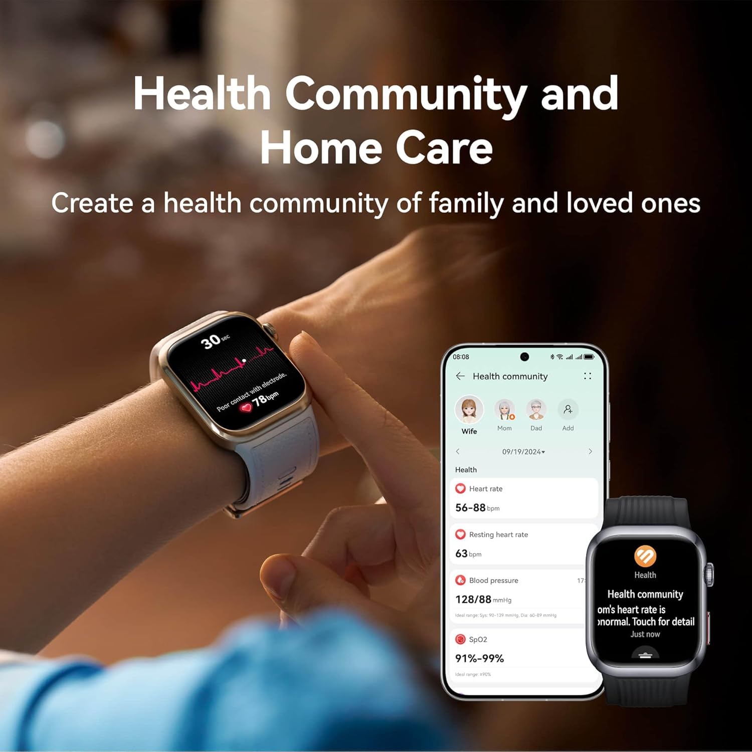 Smart Blood Pressure ECG Watch Bluetooth Call SpO2