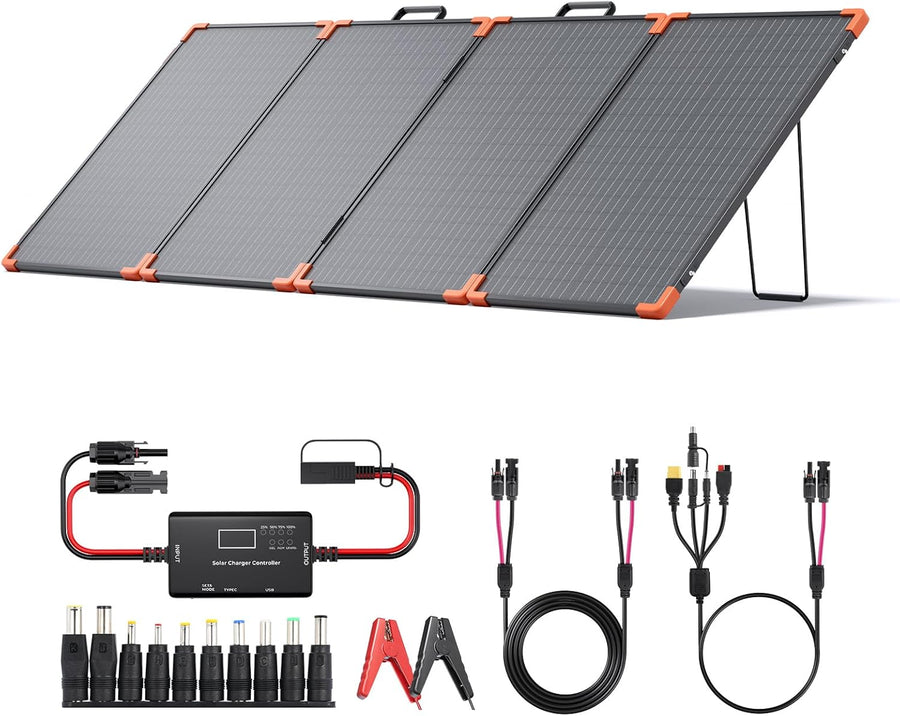 200W Foldable Solar Panel Tempered Glass IP67 RV Charger