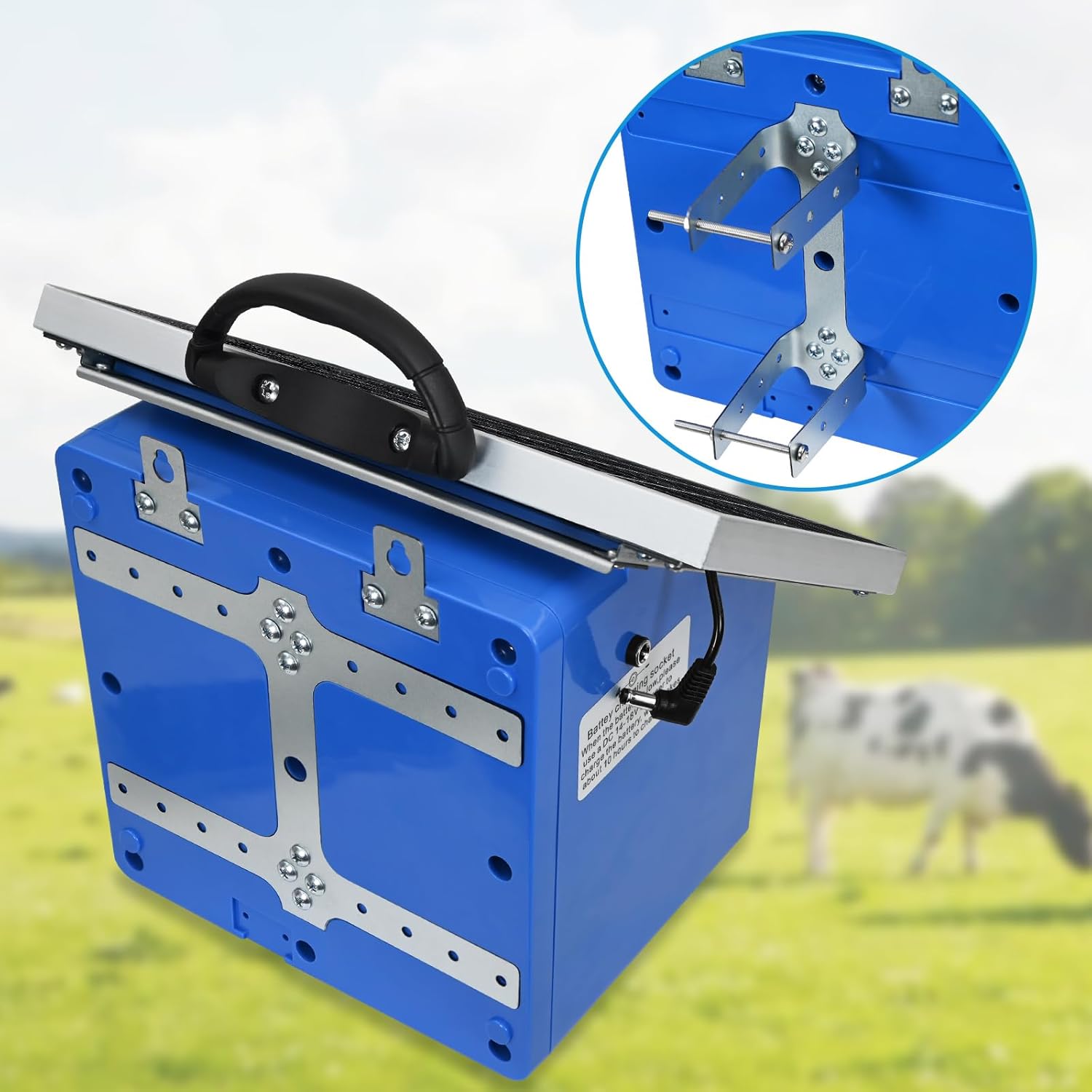 30KM Solar Electric Fence Charger 0.5J Portable Energizer Kit