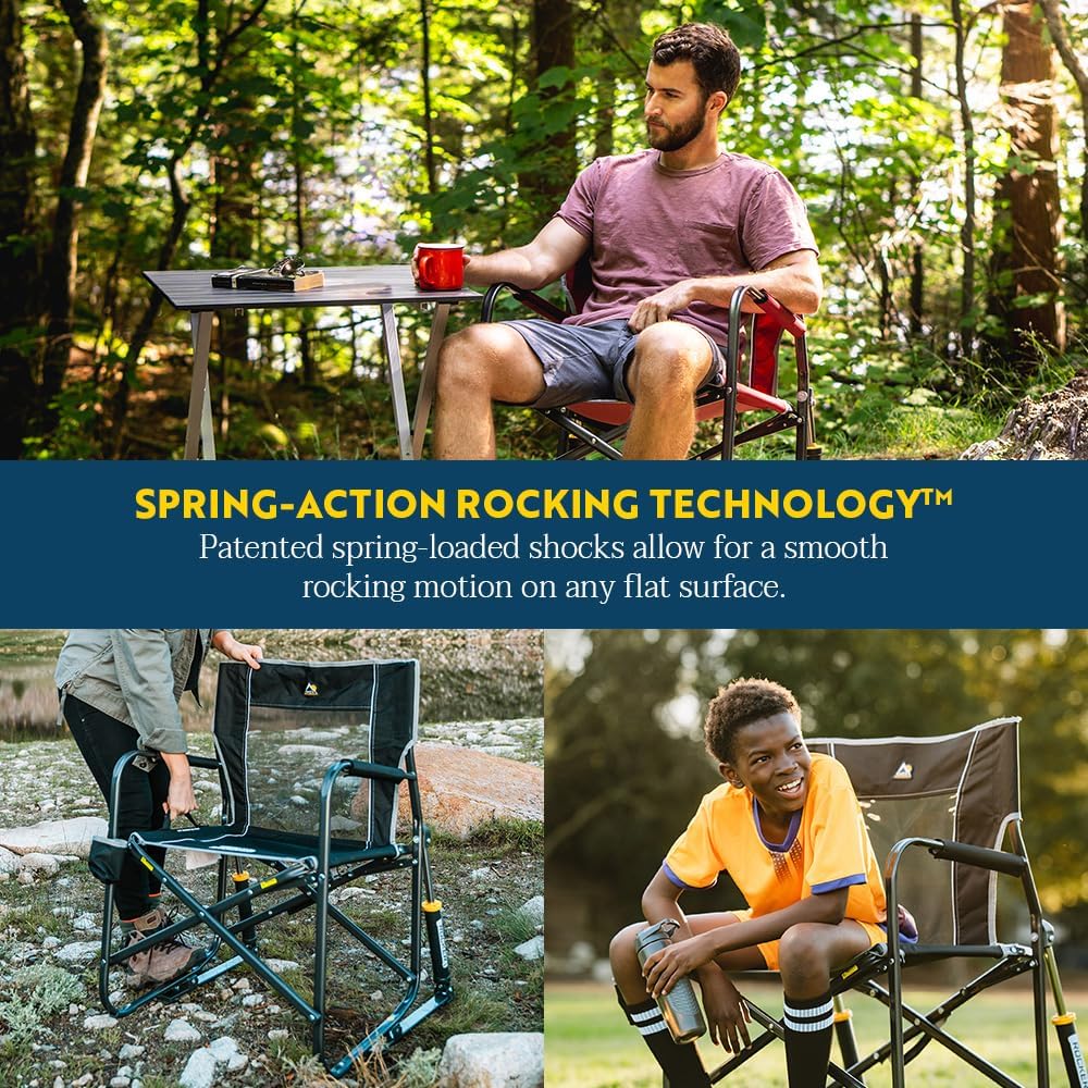 Portable Freestyle Rocking Chair with Cup Holder Grey