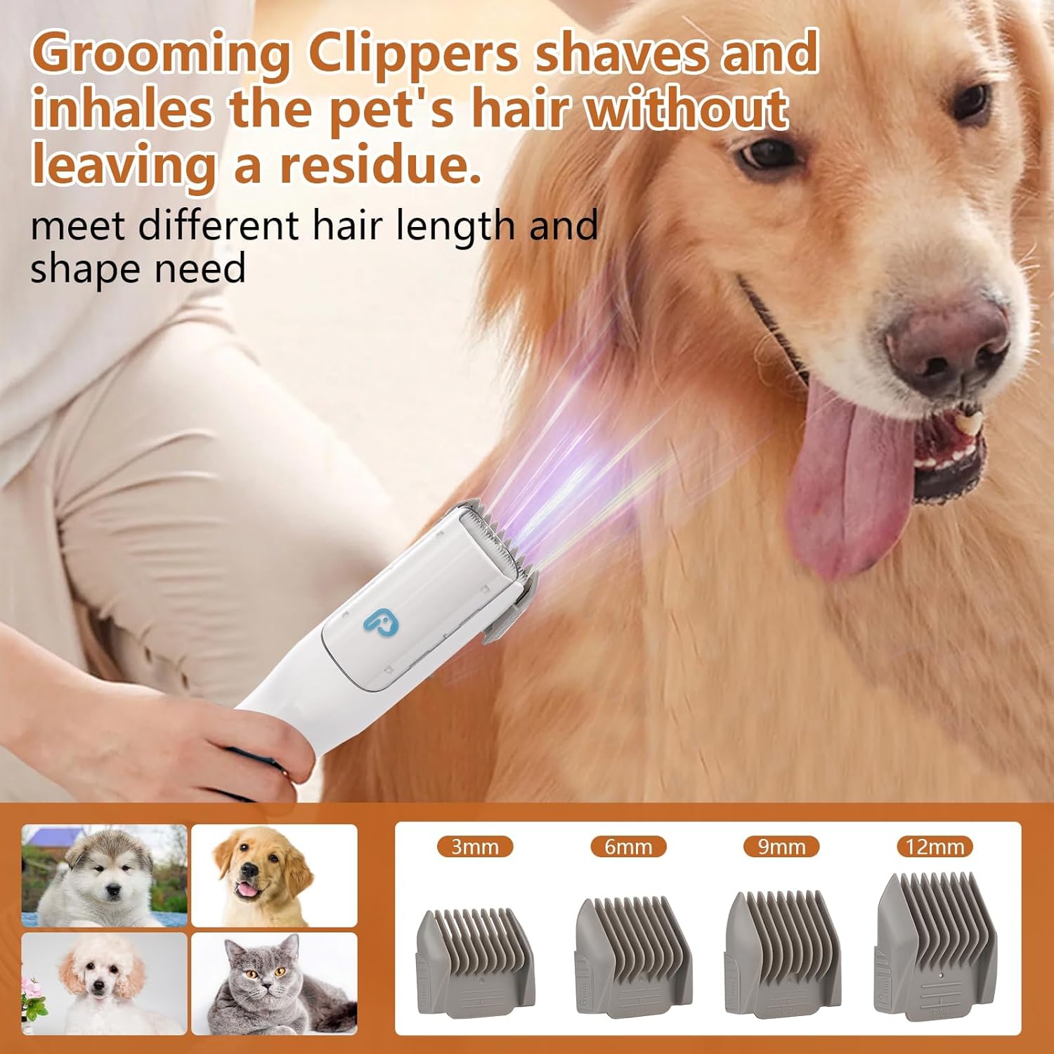 Dog Hair Vacuum Cleaner 5 in 1 Pet Grooming Kit 2L Low Noise