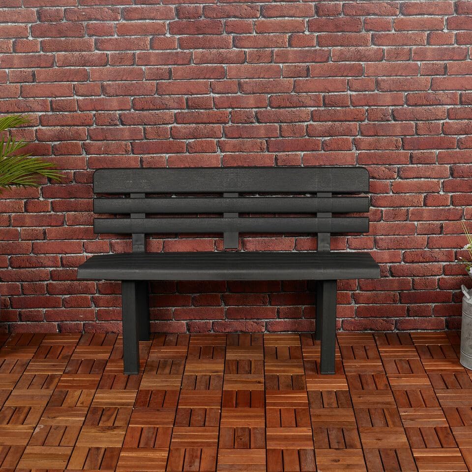 Weatherproof Plastic Garden Bench 2 Seater Outdoor Patio Seat