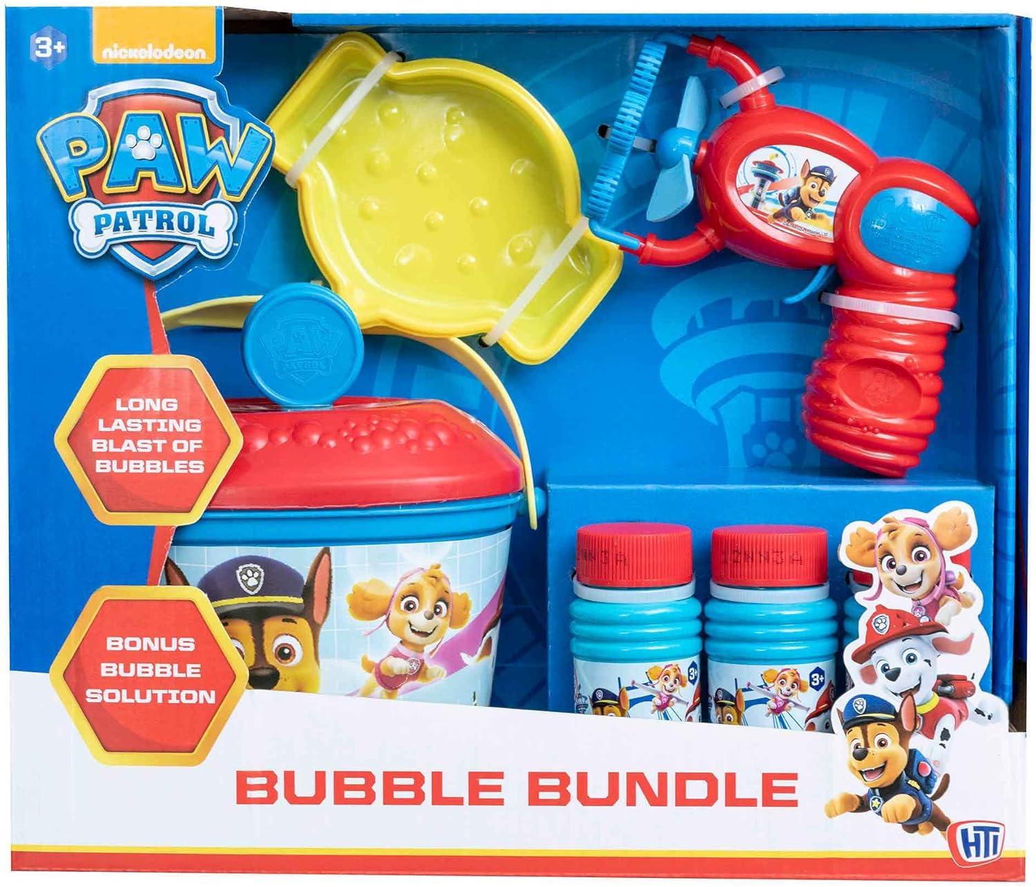 Kids Bubble Bundle Set Bubble Gun Bucket Wands Outdoor Toy