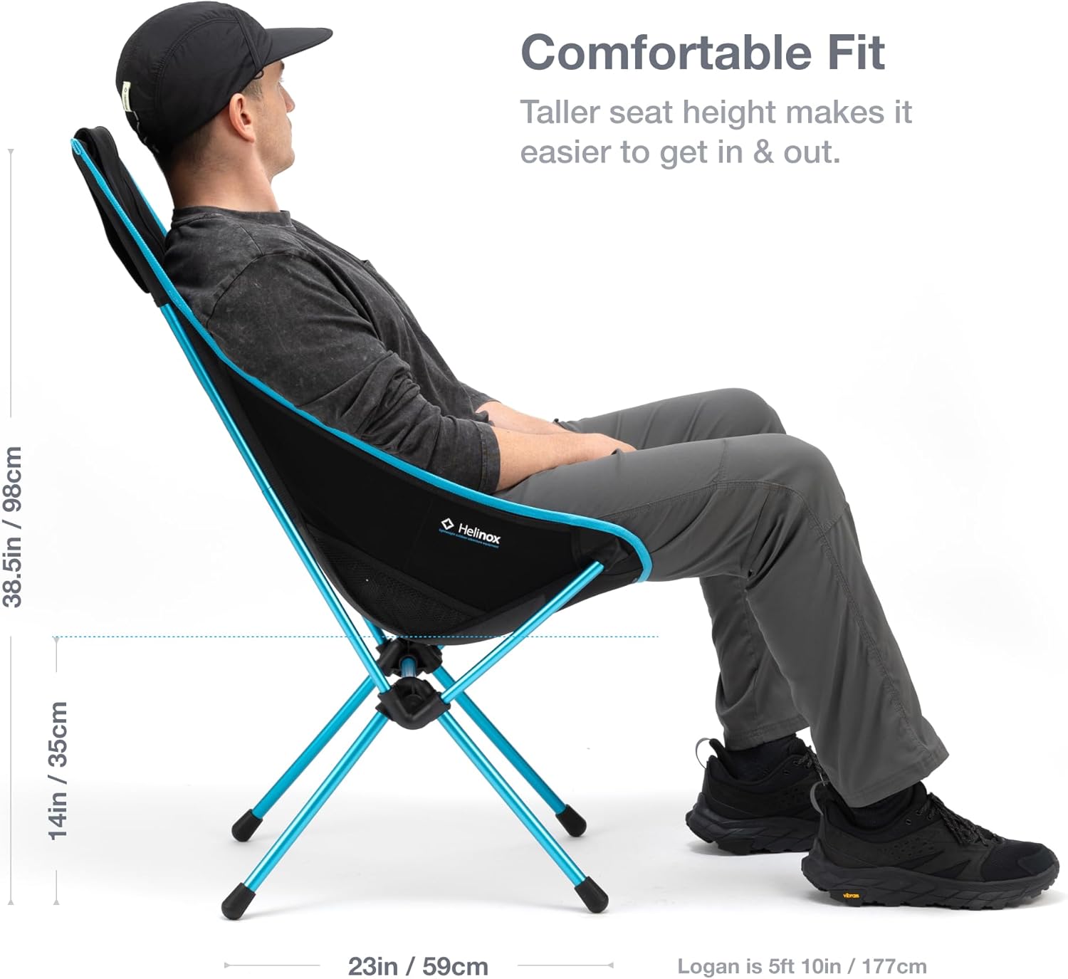Lightweight High Back Camping Chair Compact Foldable Blue