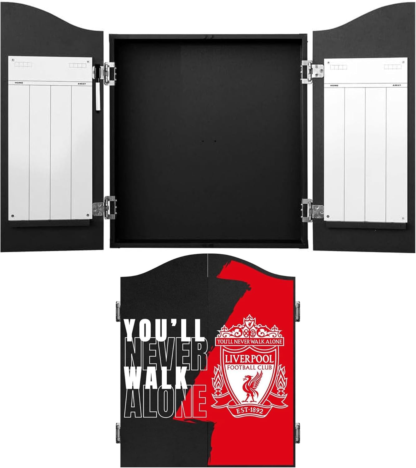 Wood Dartboard Cabinet Wall Mount Scoreboard Doors Durable Storage