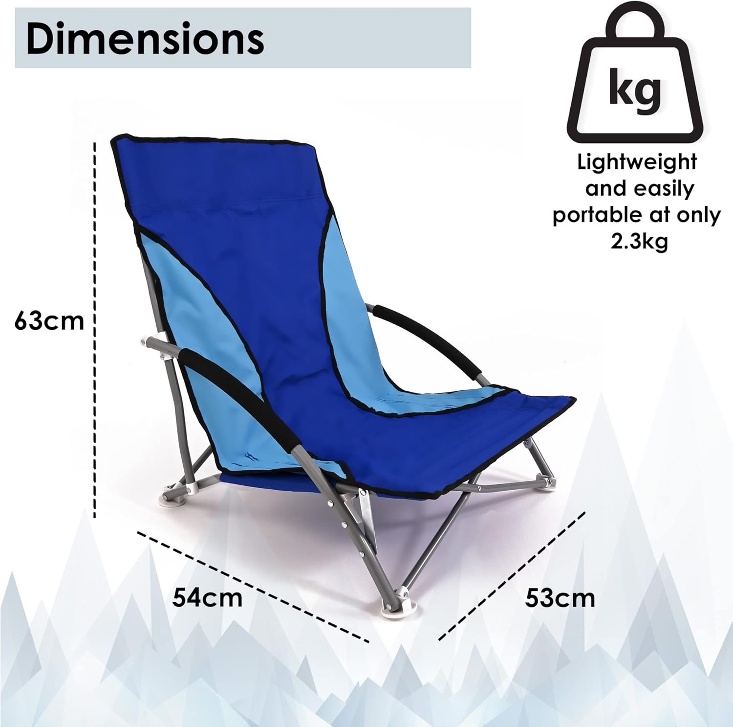 Set of 2 Low Folding Beach Chairs Blue