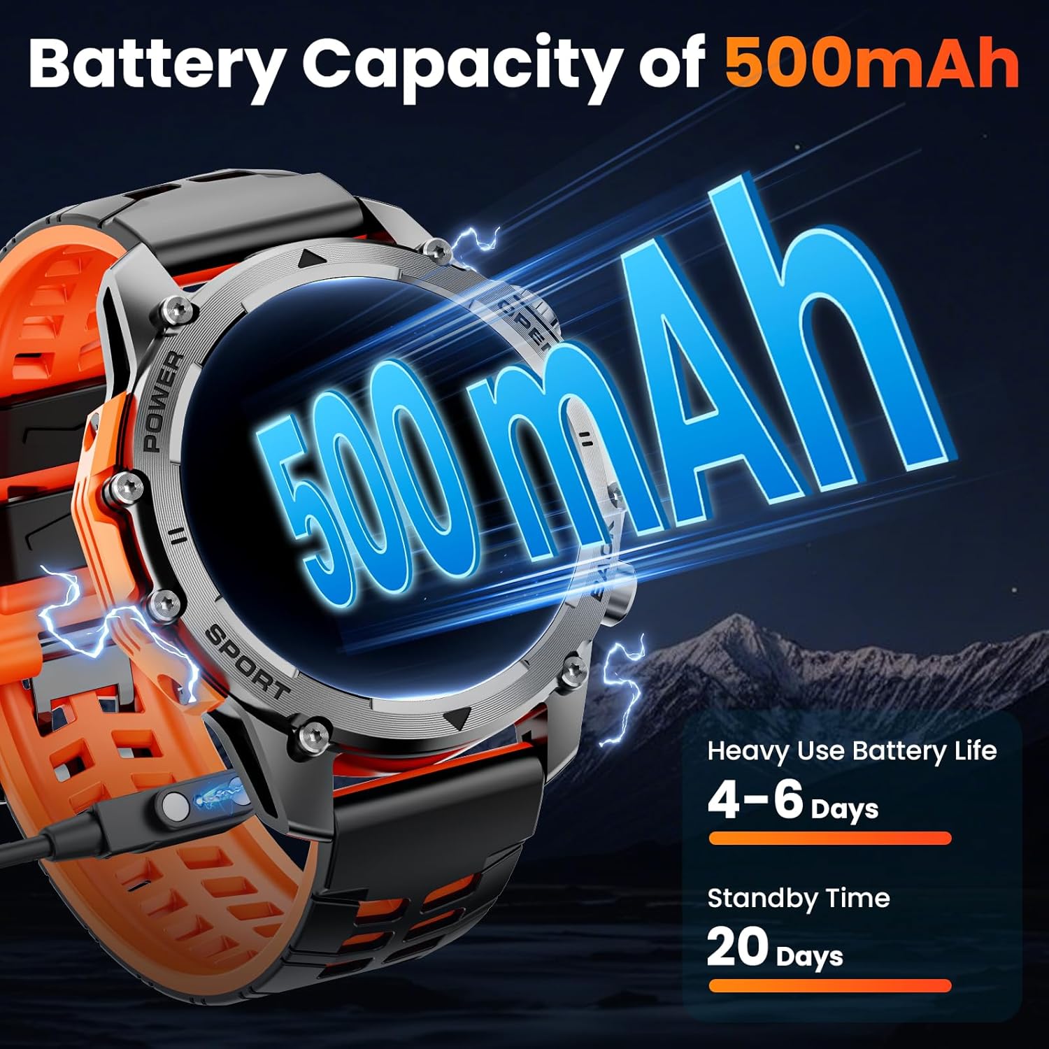 Military Smart Watch 120 Sports LED Flash 500mAh
