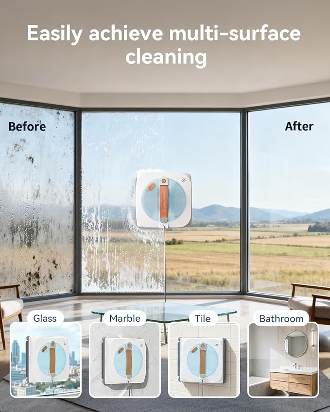 Window Cleaning Robot 8000Pa Suction Auto Spray Smart Anti Fall 4 Modes