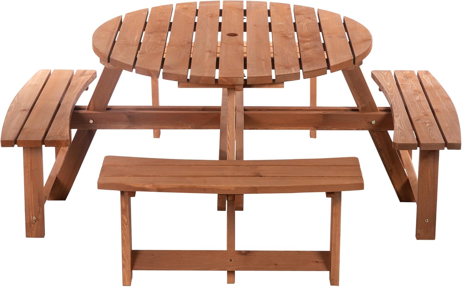 8 Seater Round Wooden Garden Dining Set Picnic Table