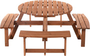 8 Seater Round Wooden Garden Dining Set Picnic Table