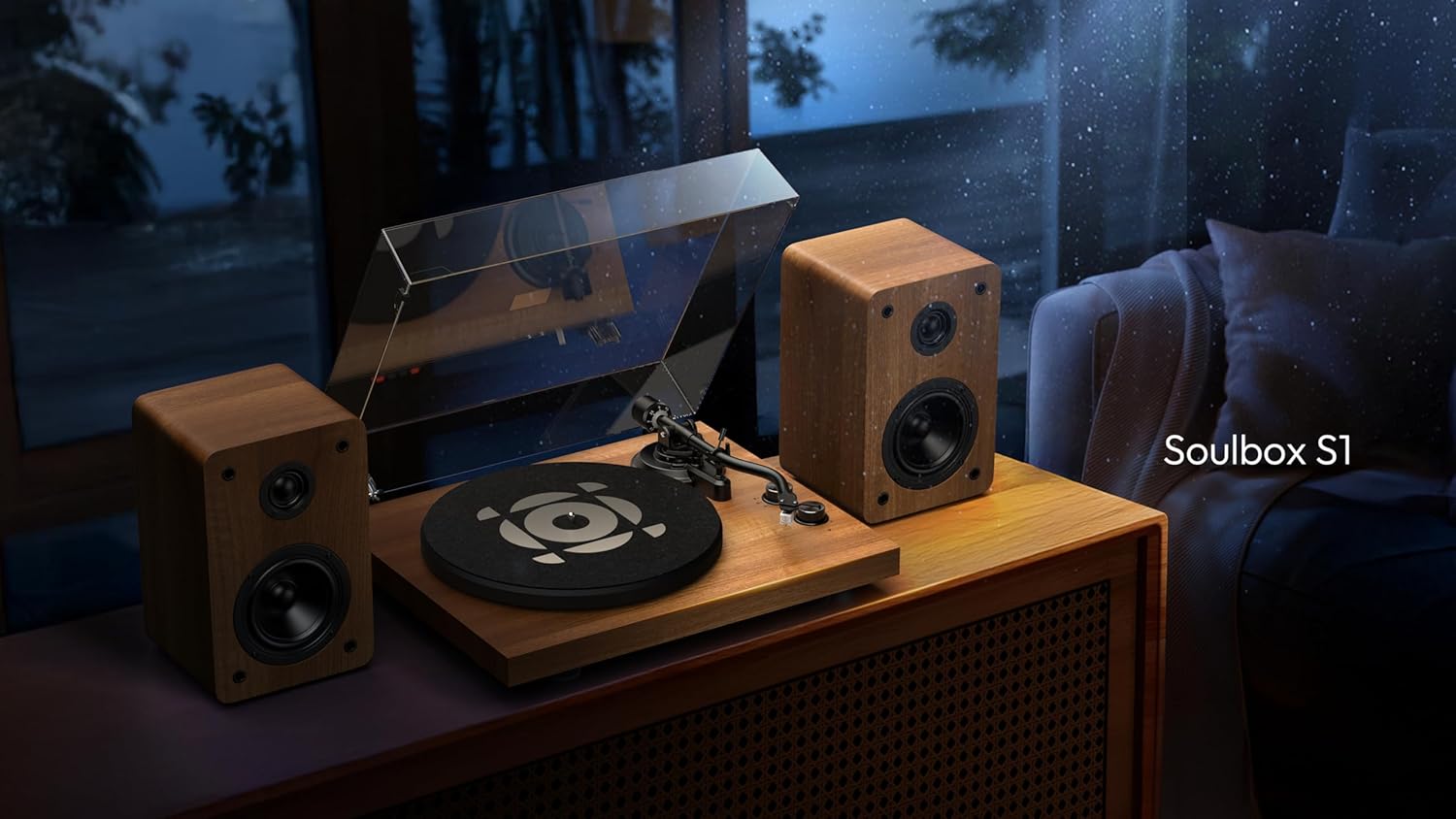 SoulBox S1 Vinyl Record Player with Stereo Speakers & Built-in Preamp