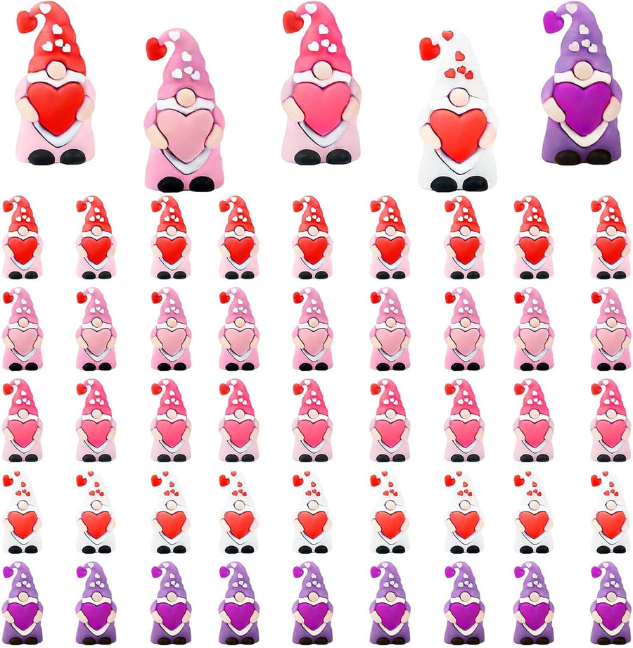 50Pcs Mini Valentines Gnomes Rubber Love Heart Table Decor