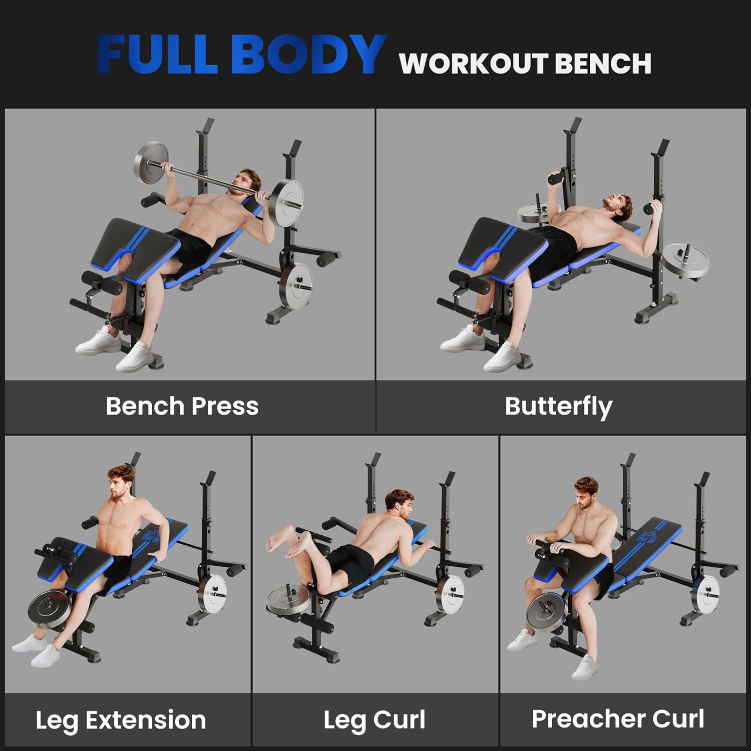 Adjustable Weight Bench Home Gym Rack Leg Extension Butterfly Curl