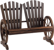 Adirondack 2 Seater Wooden Garden Bench Wagon Armrests