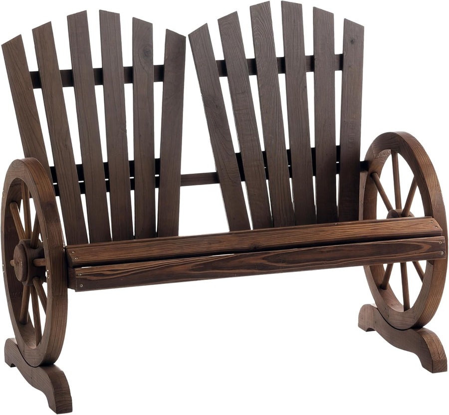 Adirondack 2 Seater Wooden Garden Bench Wagon Armrests