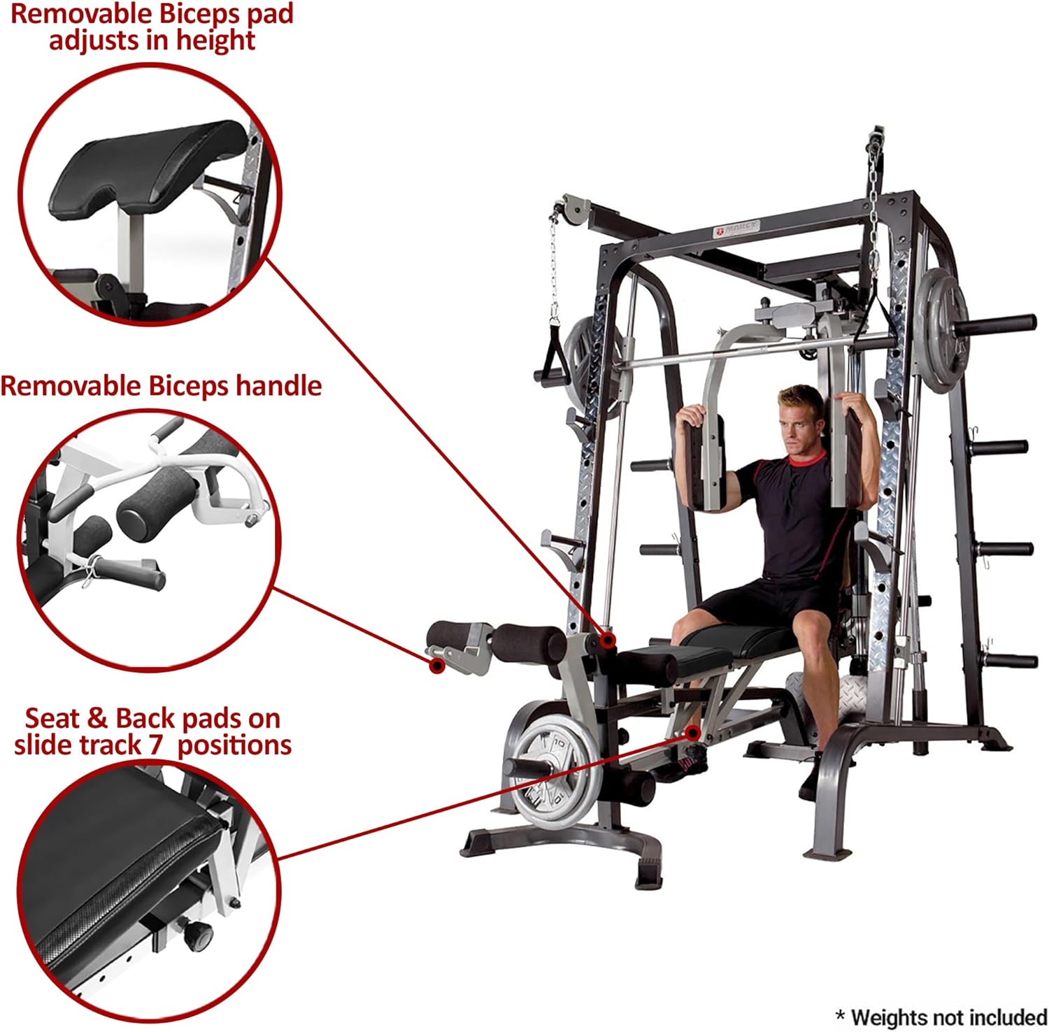 Smith Machine Home Gym Power Cage with Adjustable Weight Bench