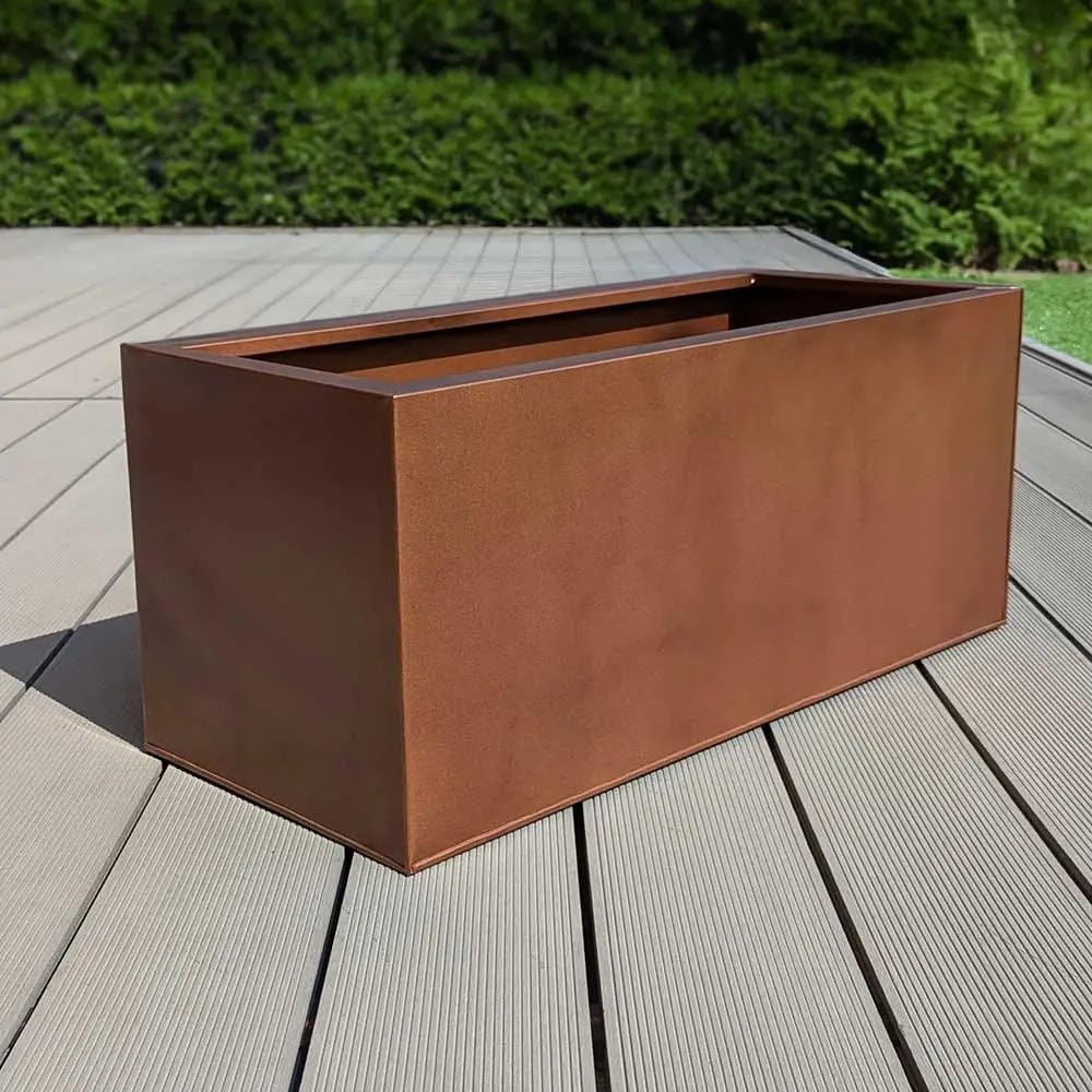 Large Copper Metal Trough Planter Rustproof Garden Box 100x40x40cm