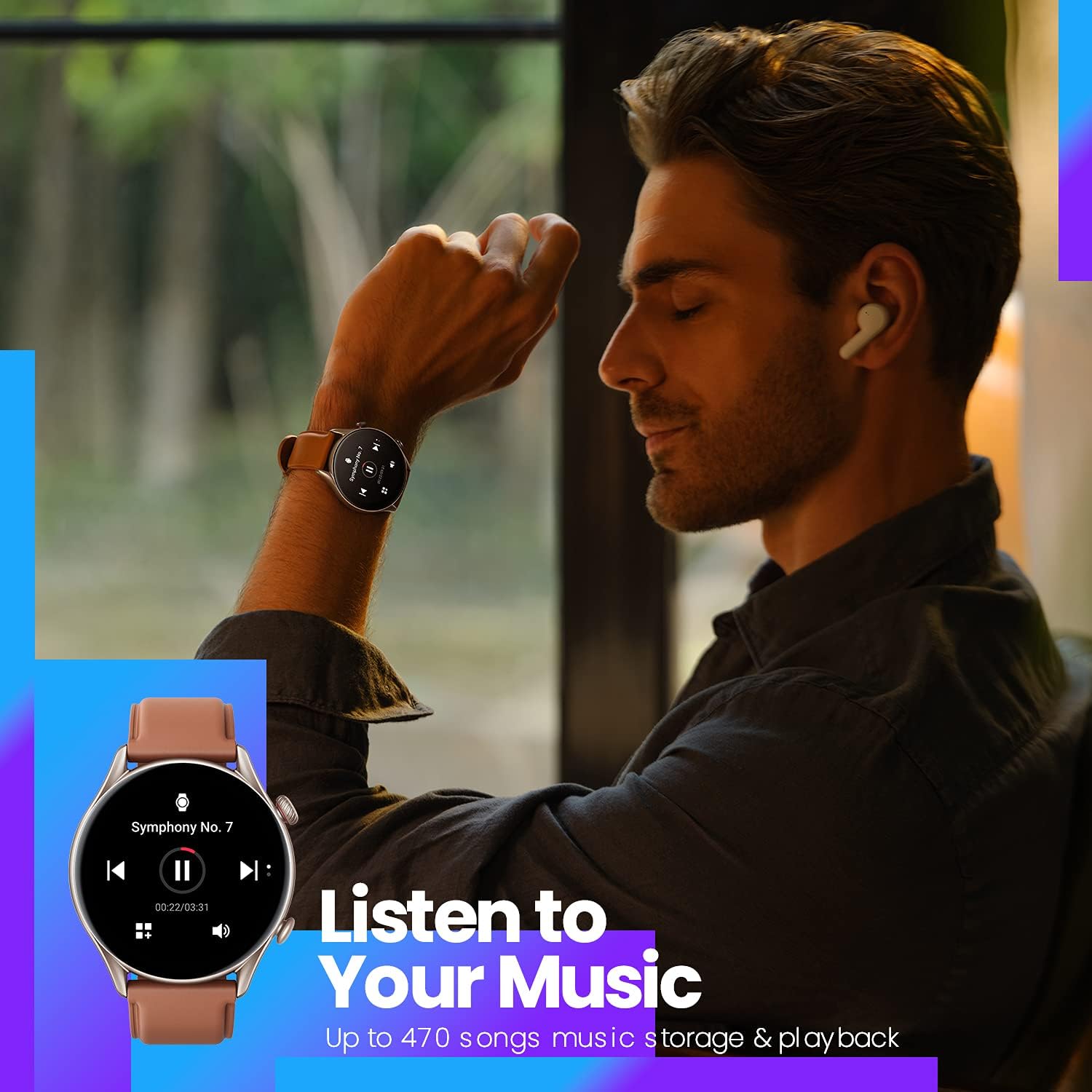 AMOLED Smart Watch GPS Bluetooth Calls 150 Sport Modes Brown