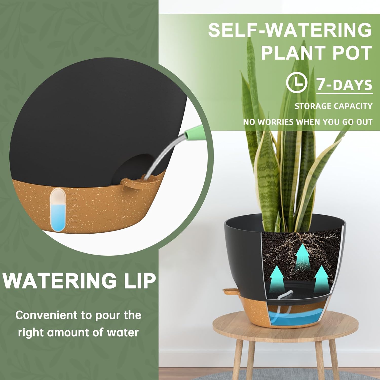 Self Watering Plant Pots 30cm Drainage Indoor Outdoor Planter Set 2