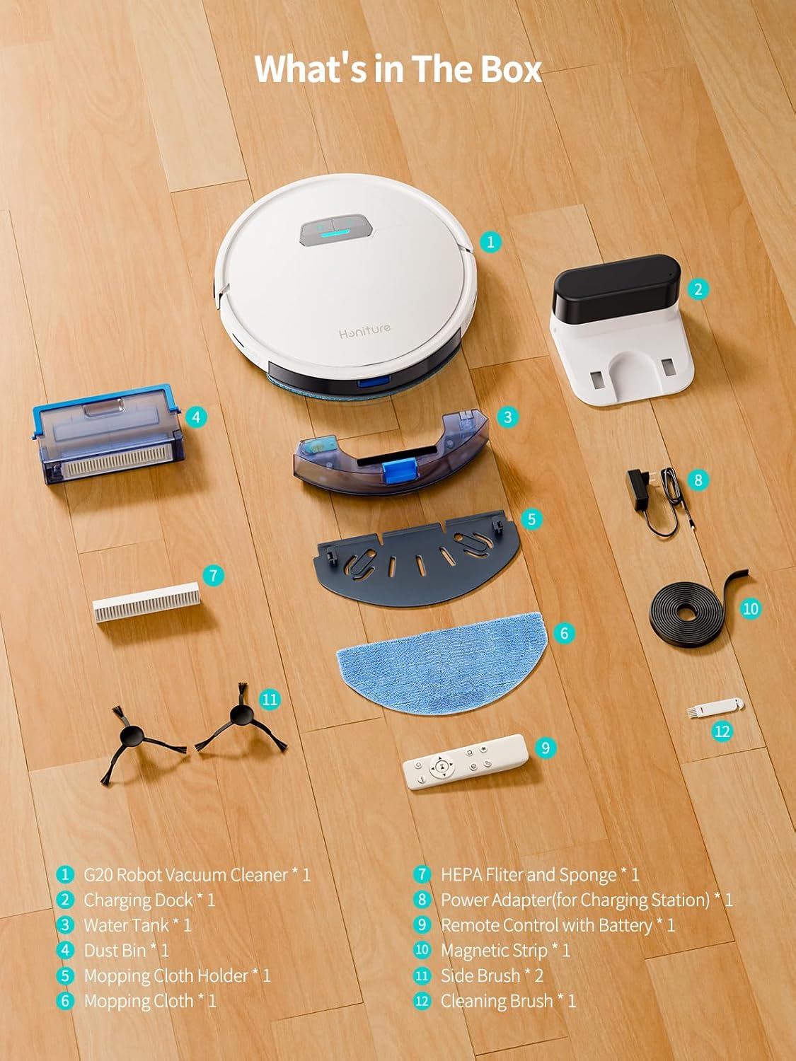 Robot Vacuum Mop 7000Pa LiDAR Mapping Ultra Slim App Alexa