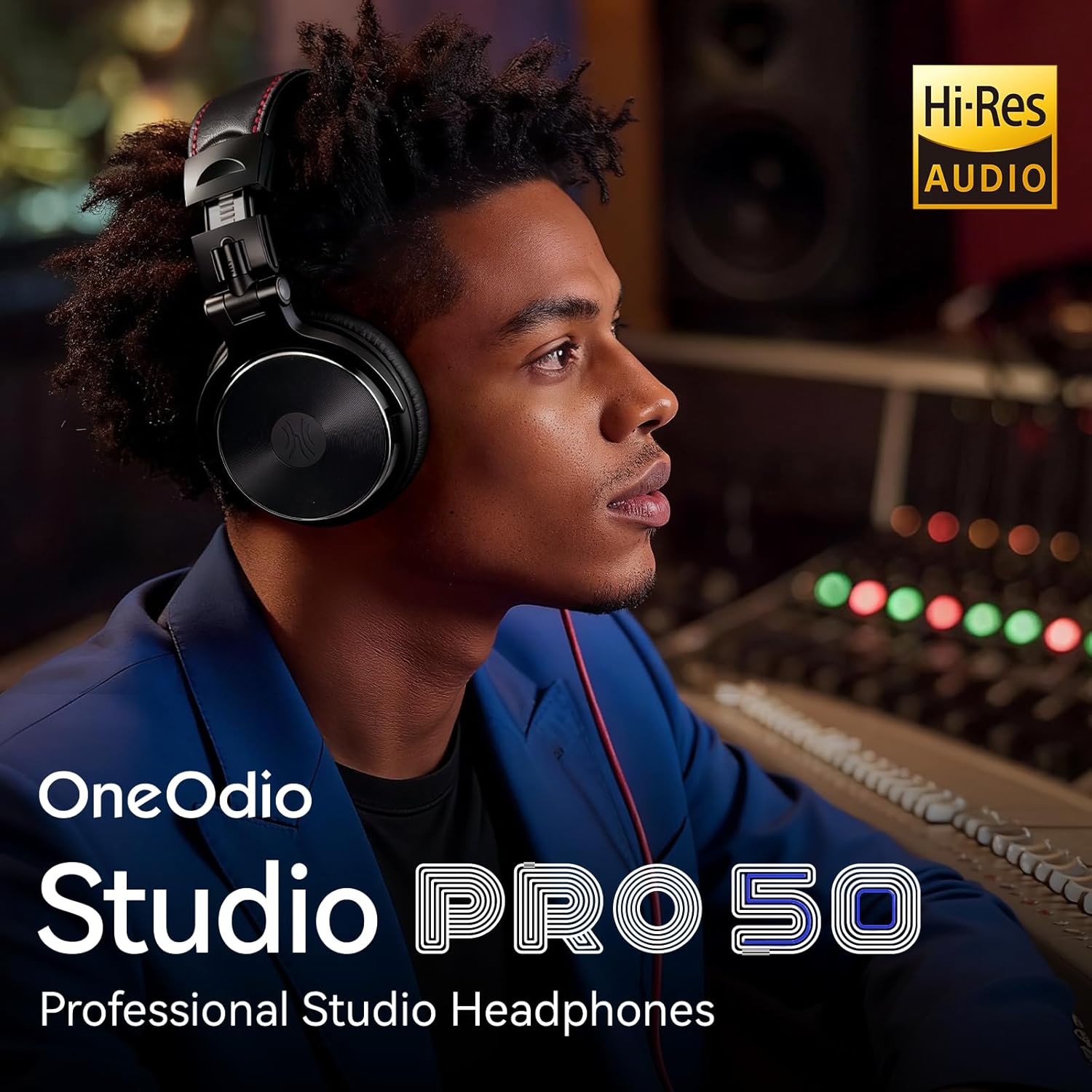 Hi Res Wired Over Ear Studio Headphones 50mm Drivers DJ Monitor