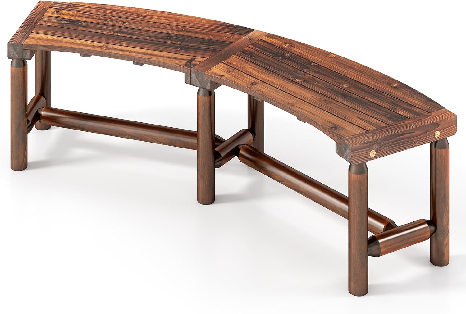 Curved Wooden Garden Bench 170cm Outdoor Patio Park Bench Seat 3 Seater