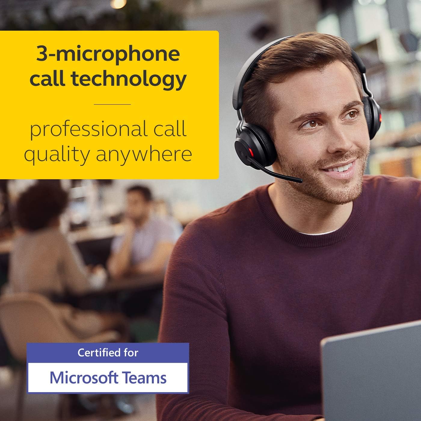Wireless Office Headset With Mic Bluetooth 37H Battery USB Adapter