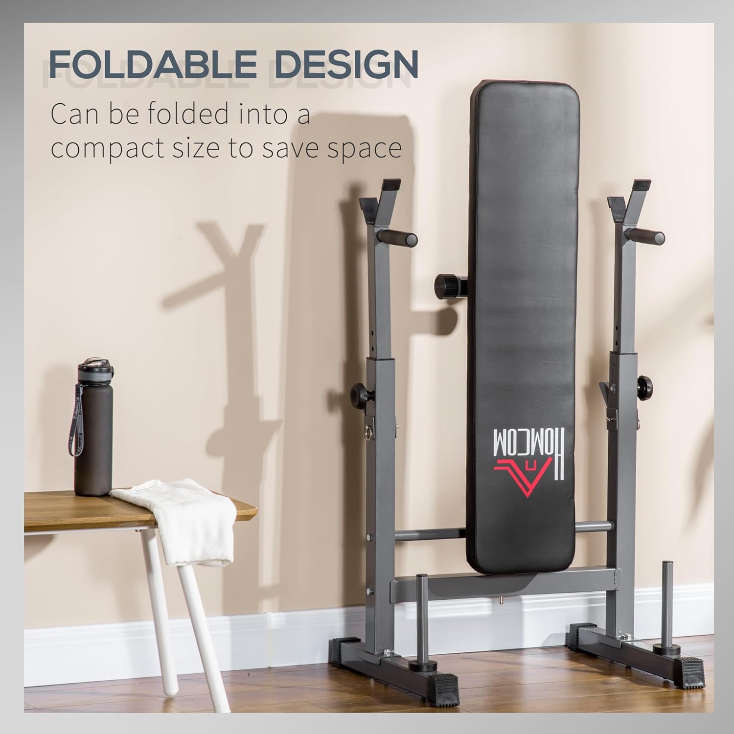 Adjustable Weight Bench Press Rack Dip Station Foldable Home Gym