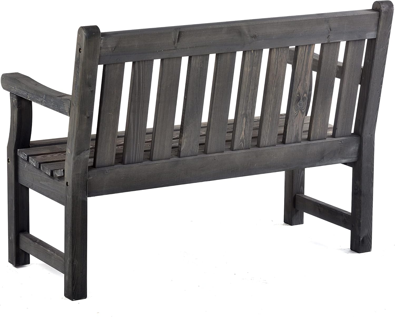 Wooden Garden Bench 120cm 2 Seater Pine Outdoor Patio Bench Grey