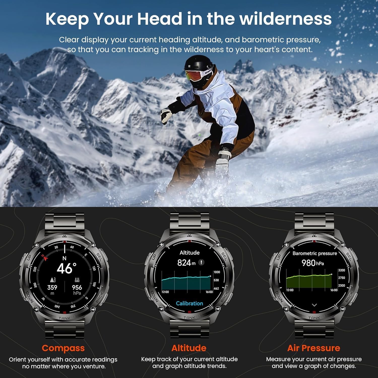 Rugged GPS Smart Watch AMOLED Metal Strap 170 Sport