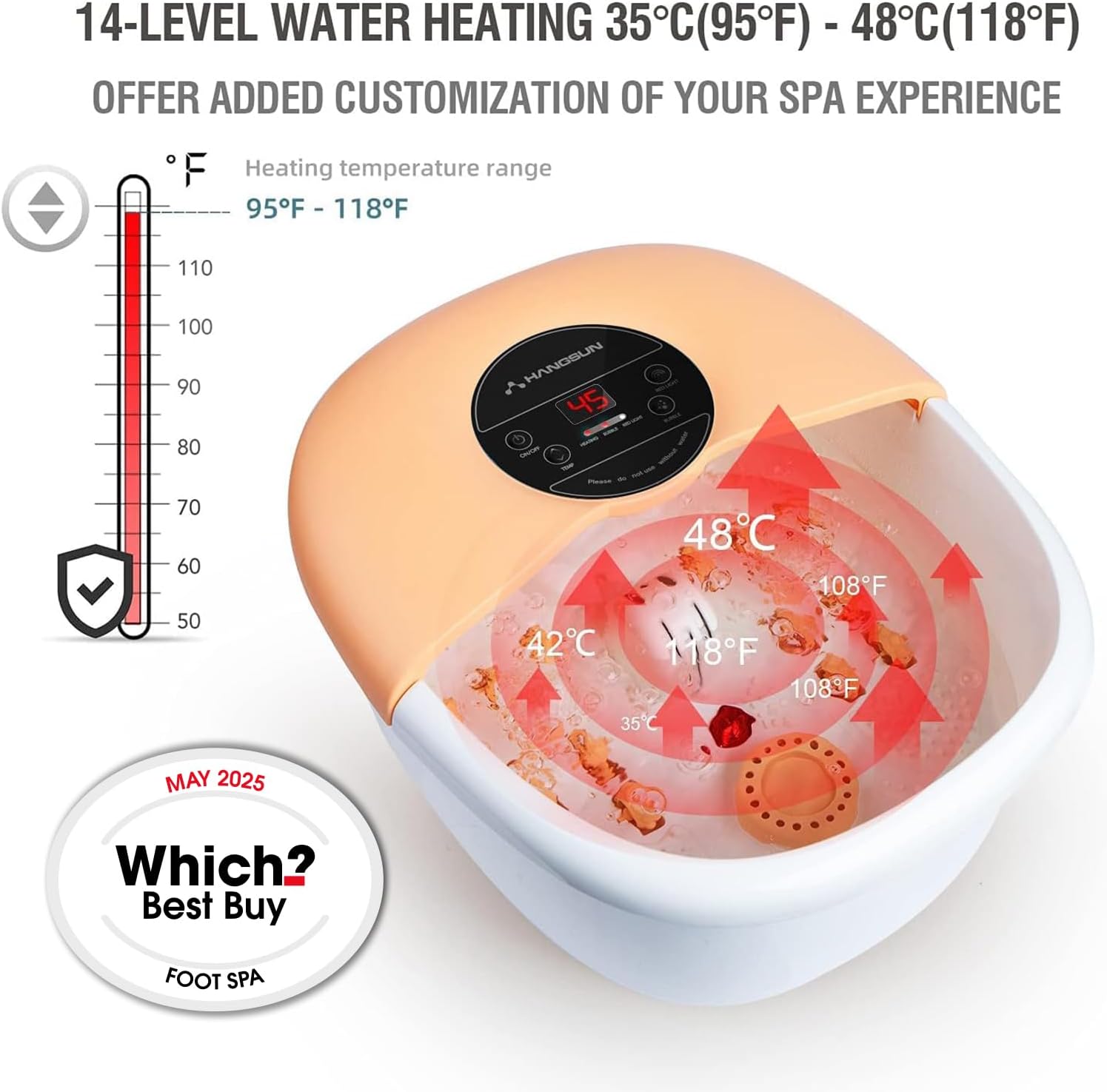 Heated Foot Spa Massager Bubble Bath Rollers Infrared Temp Control