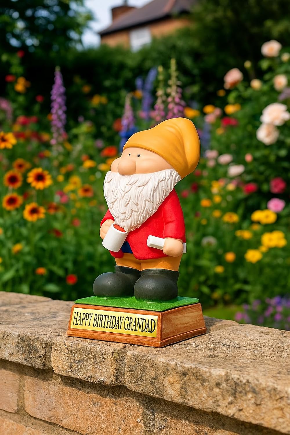 Personalised Garden Gnome Custom Name Gift Resin Ornament 15cm