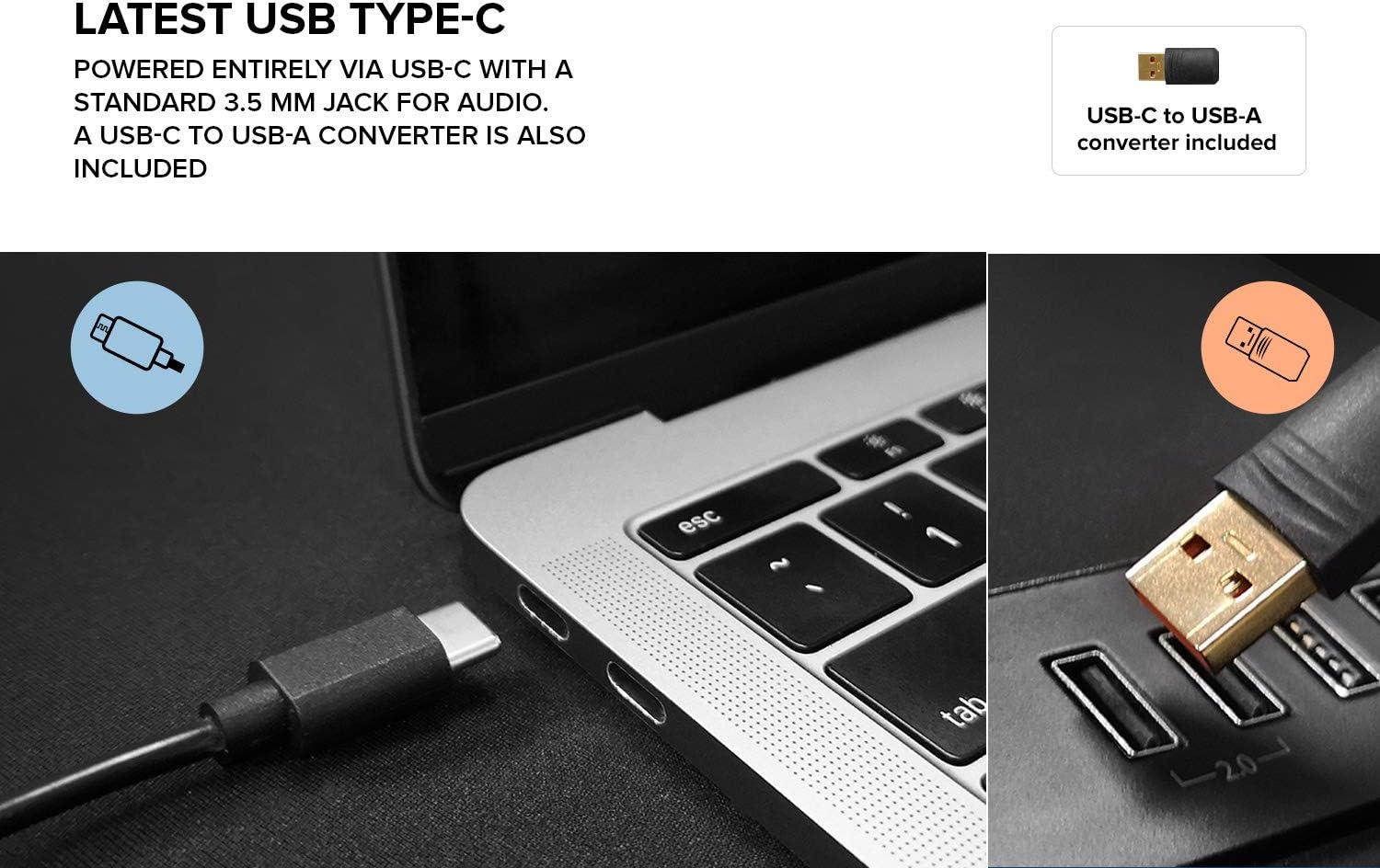 USB C PC Speakers Stereo Desktop Audio AUX Compact