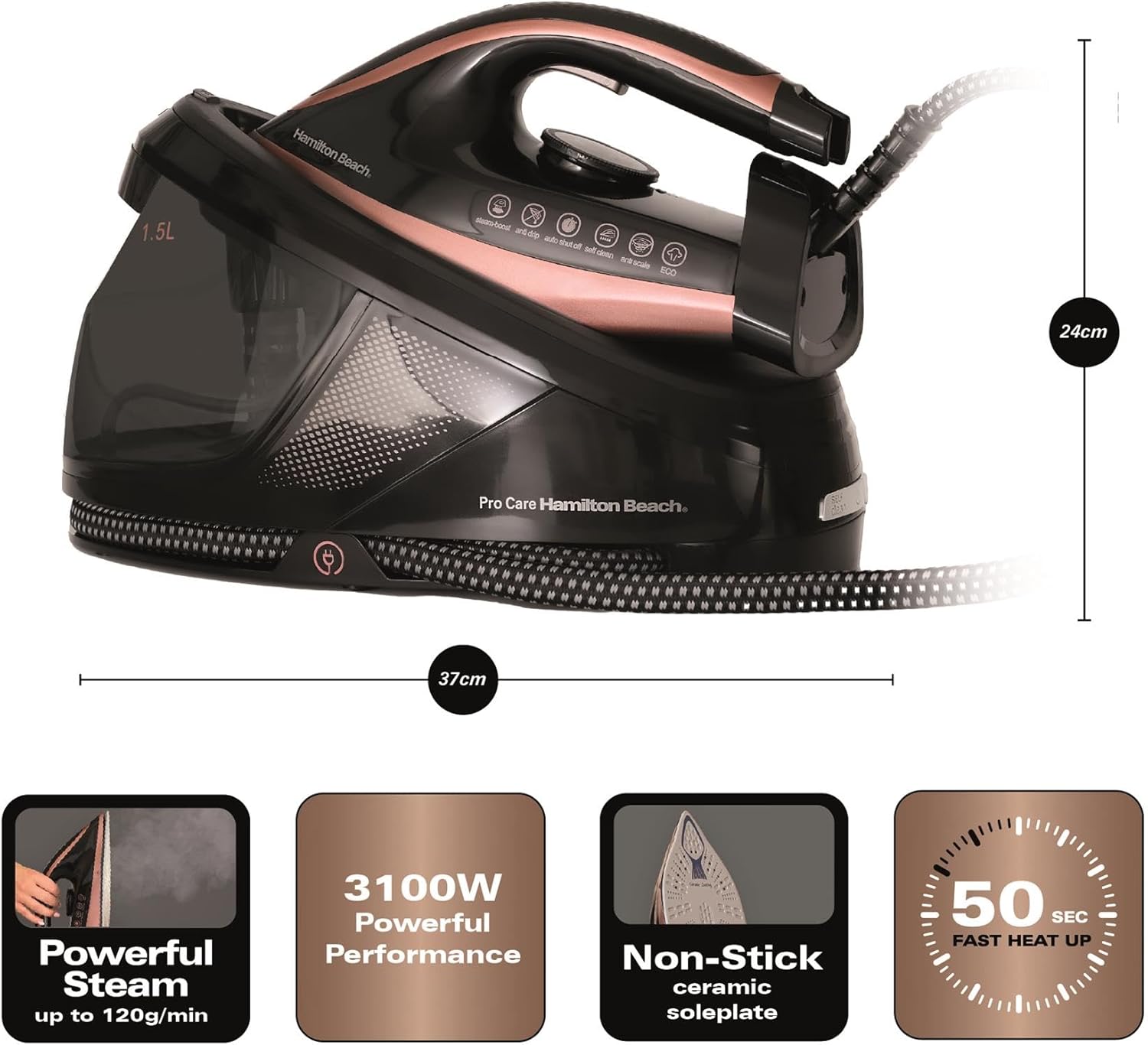 Steam Generator Iron 3100W 3 Bar Pressure 120g Steam Vertical Steam