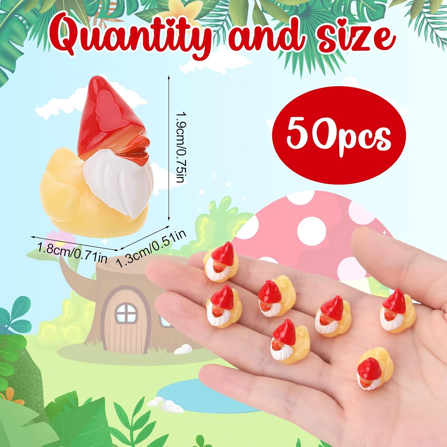 50PCS Mini Resin Gnome Figurines Fairy Garden Aquarium Decor