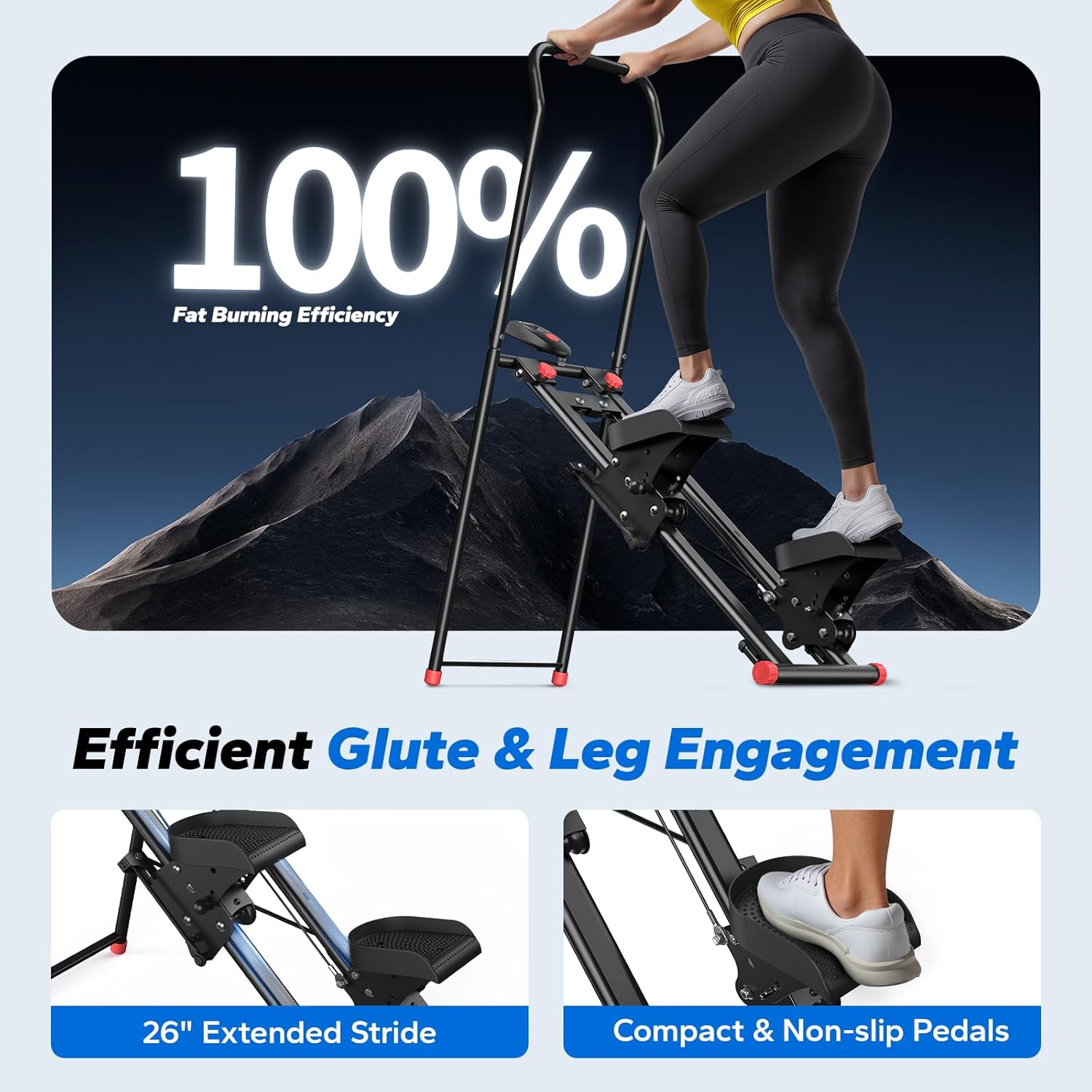 Vertical Climber Stair Stepper Foldable Cardio Machine w/ LCD Monitor