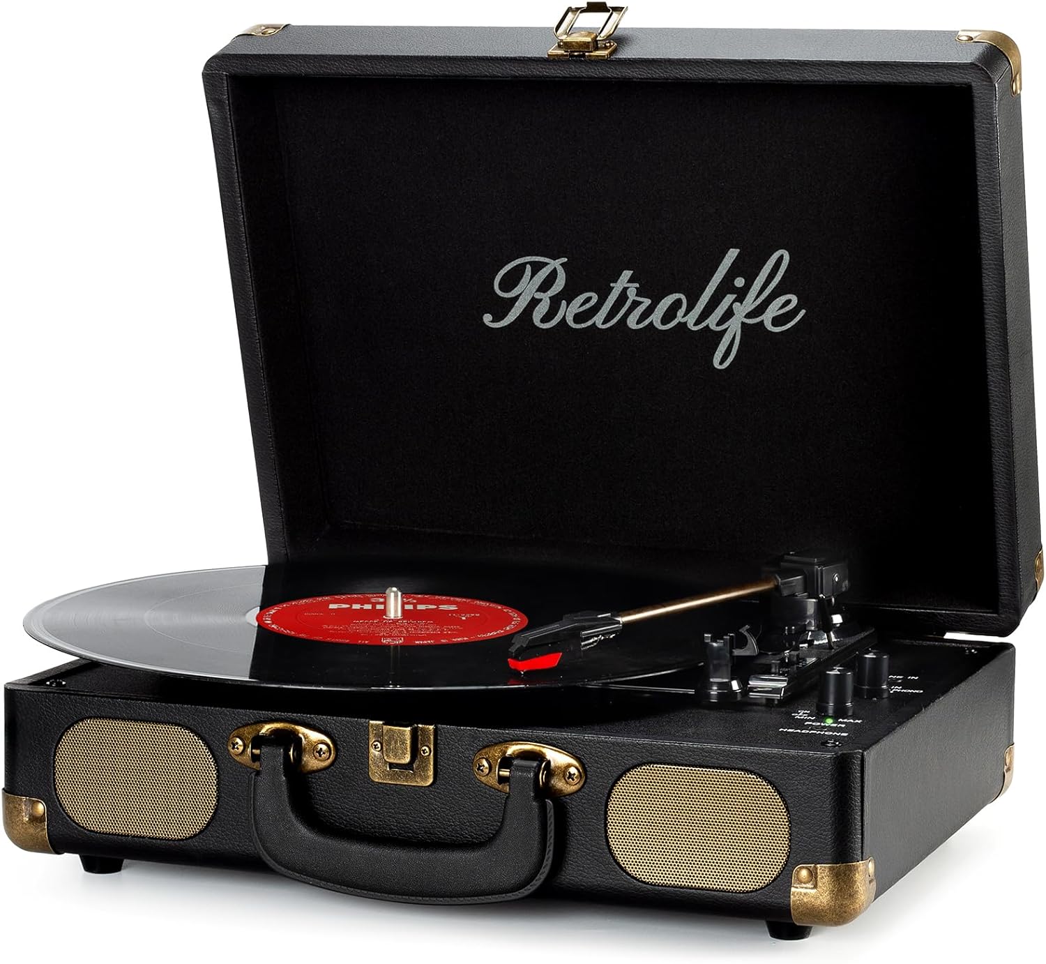 Portable 3-Speed Vinyl Record Player Bluetooth Suitcase Turntable