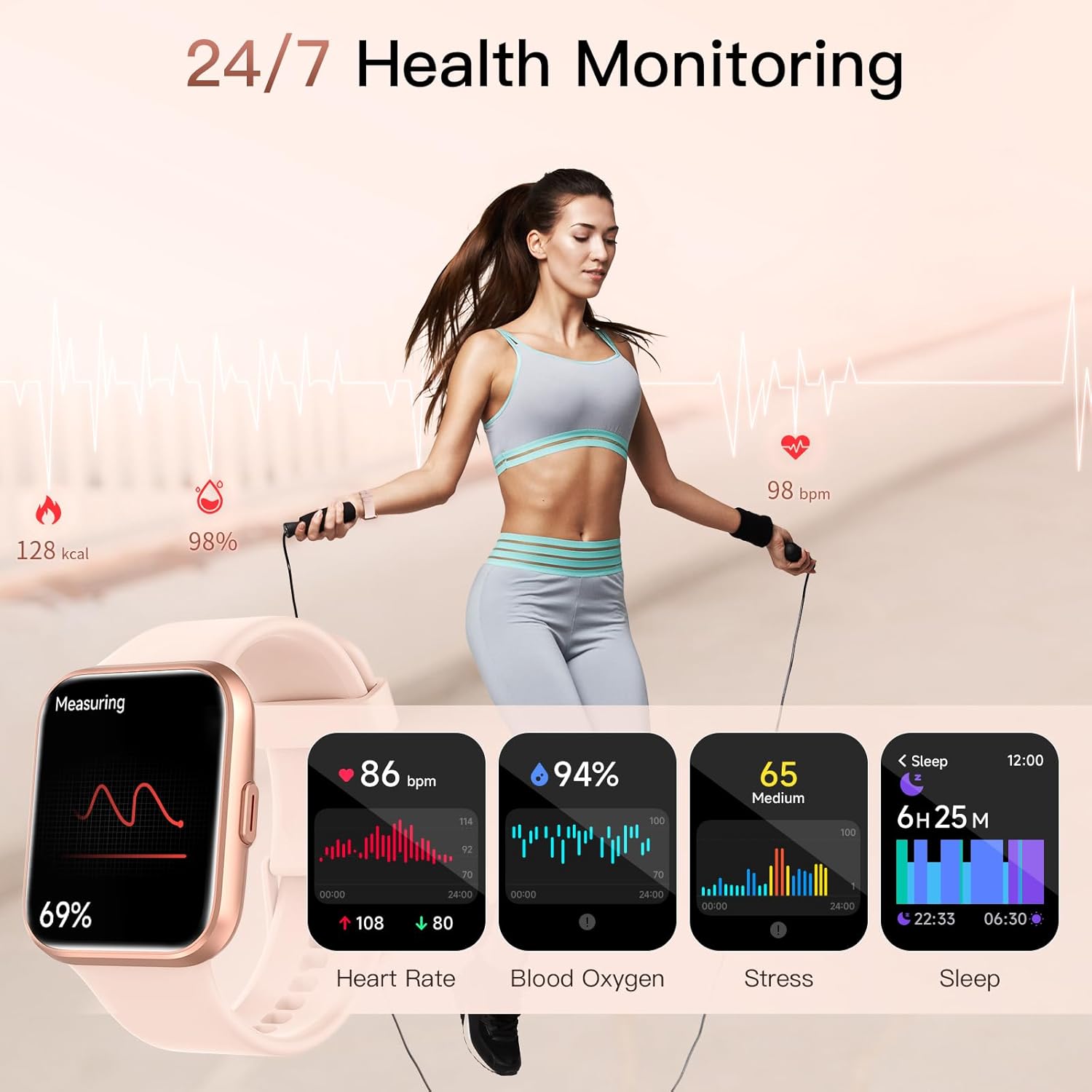 Women Smart Watch Bluetooth Calling Alexa 120 Sports Tracker