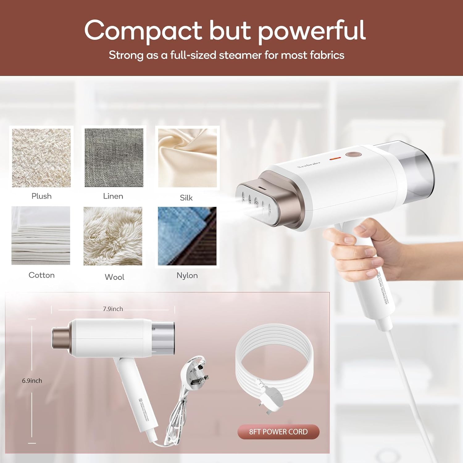 Portable Handheld Clothes Steamer 1200W 20s Heat 180ml Tank