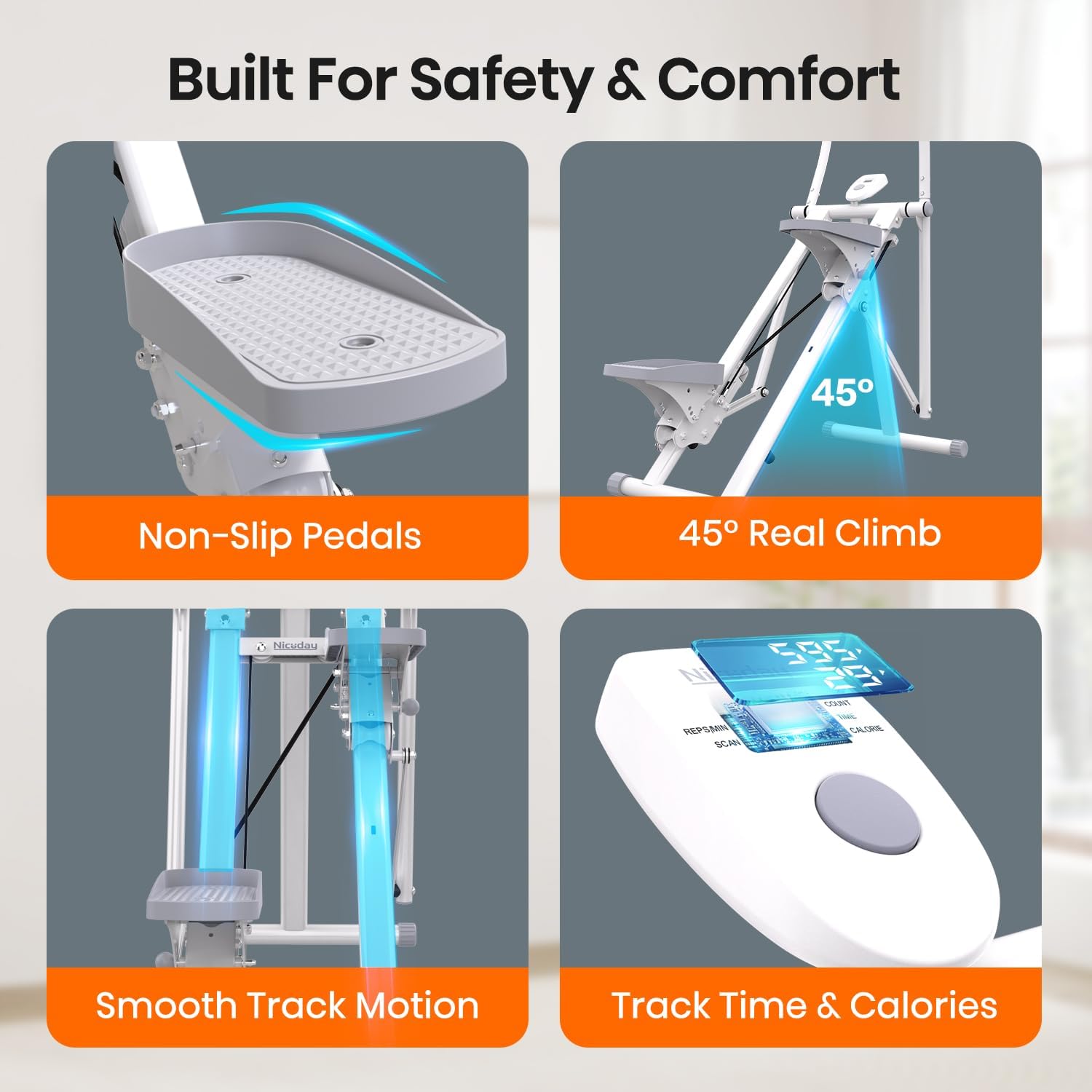 Stair Stepper Climber with Moving Arms Compact Cardio Trainer