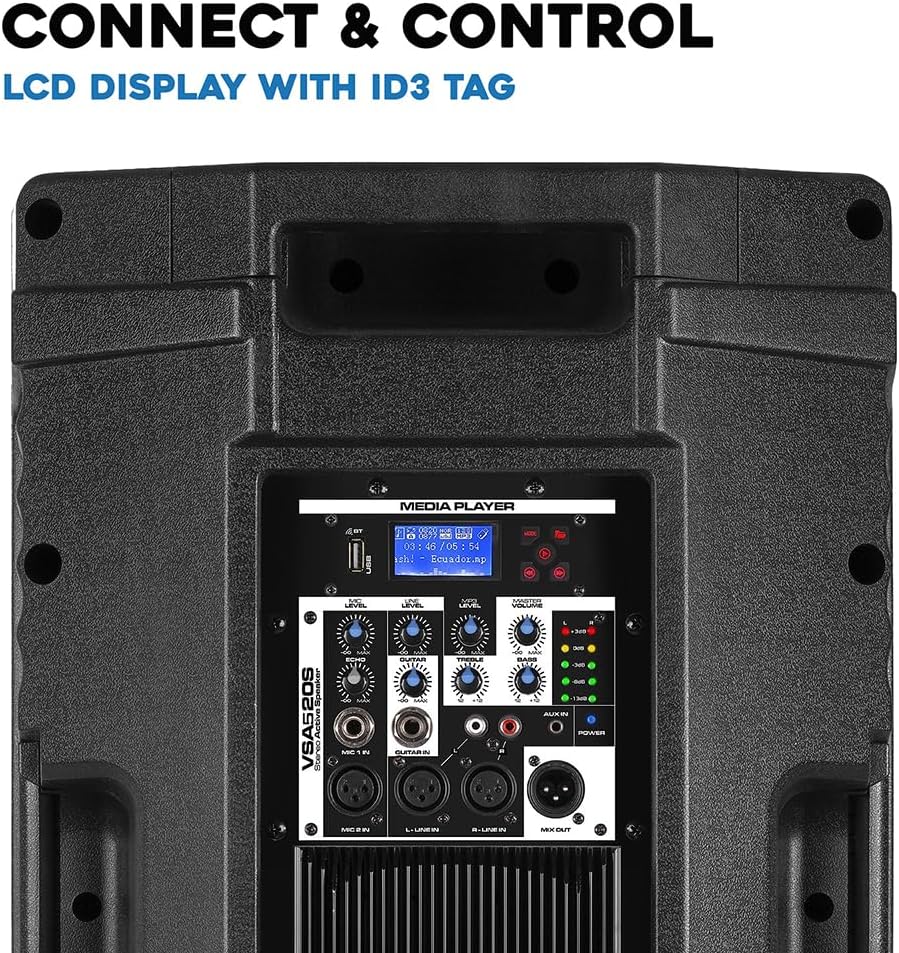 15 Inch DJ Speaker Set 1000W Active PA System Bluetooth USB
