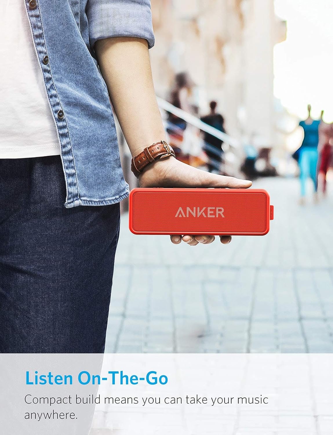 Red Portable Bluetooth Speaker 12W Bass IPX7 Waterproof 24H