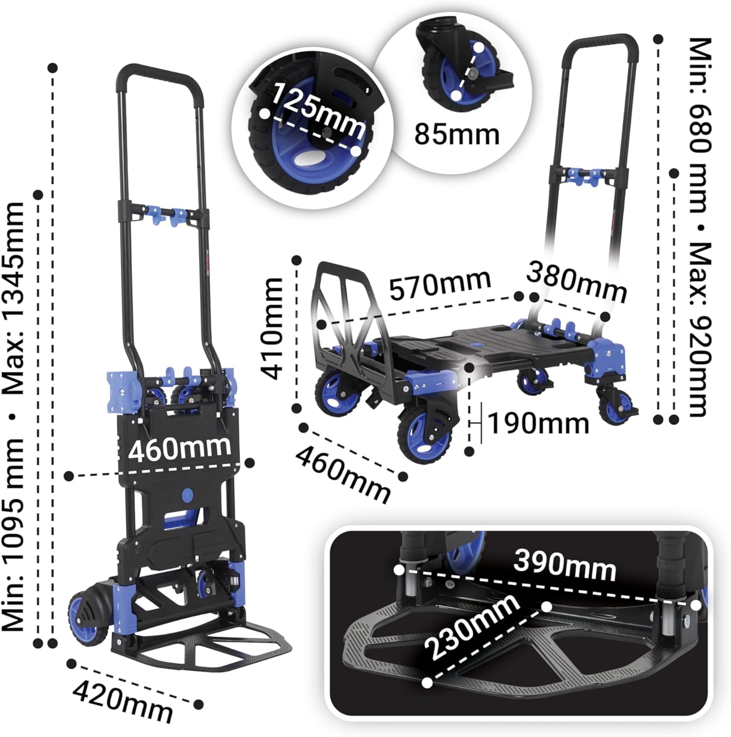 2 In 1 Folding Sack Truck Platform Cart 137KG