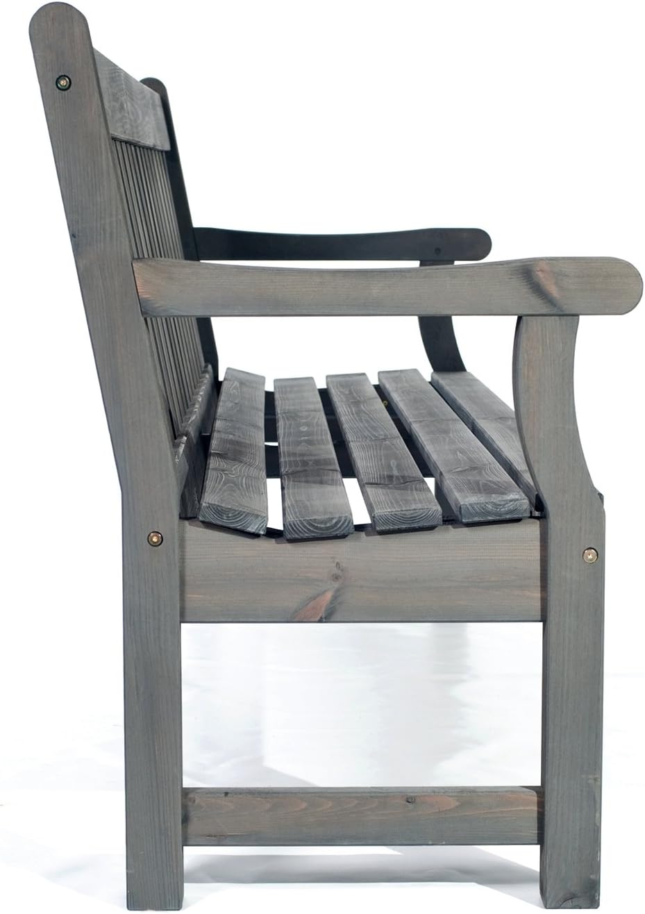 150cm Wooden Garden Bench 3 Seater Heavy Duty Patio Park Seat Dark Grey