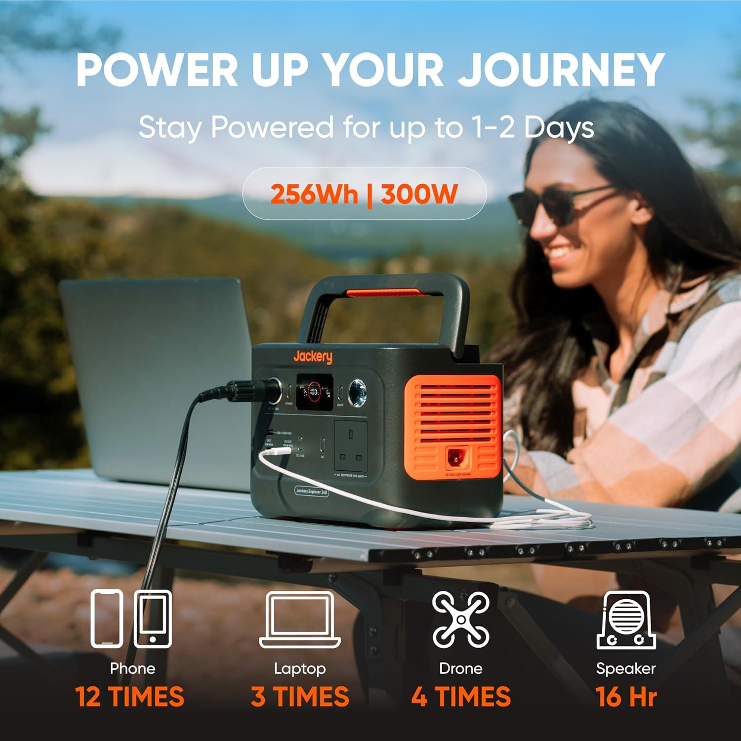 300W Portable Power Station 256Wh Solar Generator 100W Panel