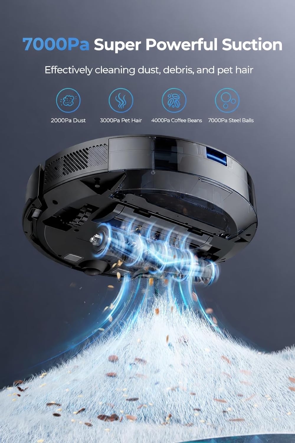 Robot Vacuum Mop 7000Pa LiDAR Mapping App Voice Control 180Min