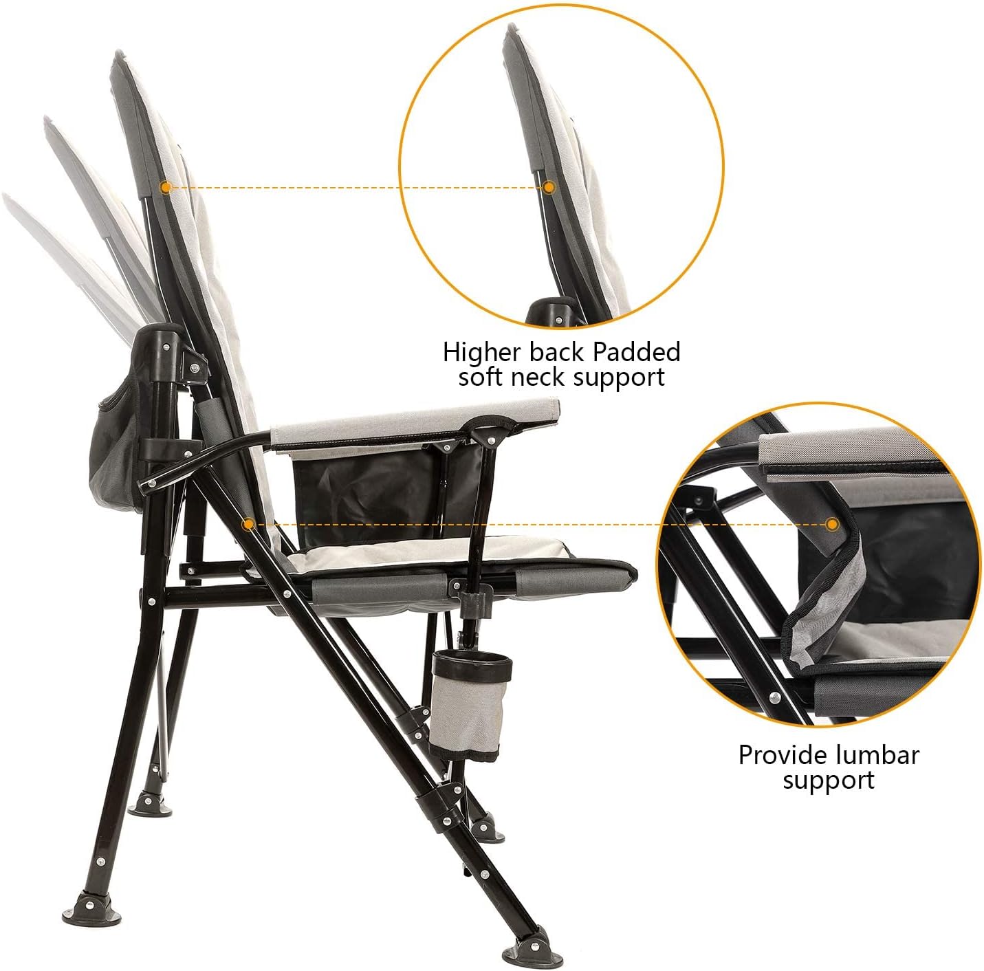Oversized Folding Camping Chair Heavy Duty 180kg Grey