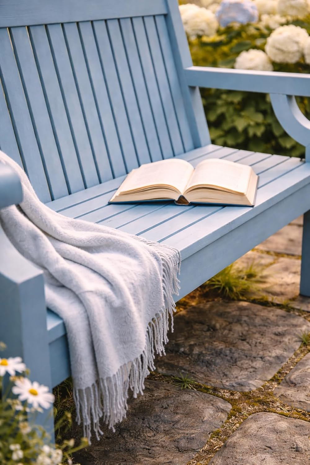 2 Seater Garden Bench Polymer Wood Effect Weatherproof Seat