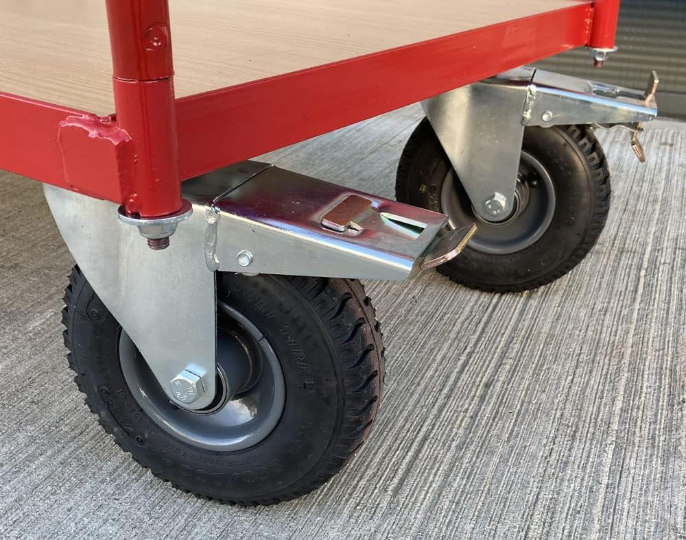 Heavy Duty Platform Truck 300KG Pneumatic Brake Wheels